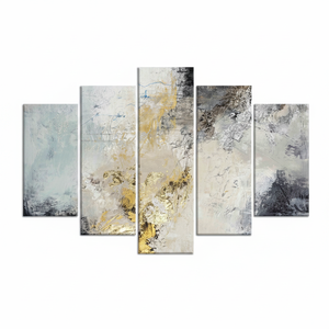 Gray and Gold <b>Abstract</b> Plaster Art: Modern <b>Printed</b> <b>Canvas</b> Wall Decor,SET OF 5 MIX <b>CANVAS</b> - Product Image 2
