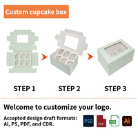 Emballages personnalisés pour gâteaux d'anniversaire, muffins et pâtisseries de qualité alimentaire, boîtes à cupcakes de 2, 4, 6, 9 pièces avec couvercle transparent et inserts