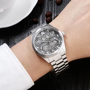 Drop Shipping Men's Stainless Steel Classic <b>Watch</b> With Analog Quartz Movement <b>Arabic</b> Number Dial Calendar Display Sport Style - Product Image 6