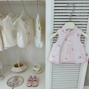 Tongxingyuan Girls Summer Pink Chinese Style Top Pants Set Party Wear Thin Fabric - Product Image 3