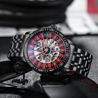 Reloj Mecánico Automático Dulunwe 6061 para Hombre, Diseño Hueco, Resistente al Agua, con Esfera Giratoria, Moderno y Elegante, en Oferta