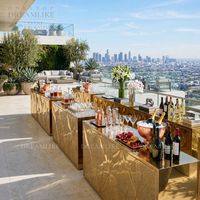 Comptoir de buffet portable en acier inoxydable avec finition miroir pour banquets, mariages, événements en plein air, locations de fêtes