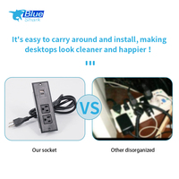 Multiprise de bureau encastrable ABS avec 2 ports USB PD20W et 2 prises, prise US, usage hospitalier et industriel, IP22, câble de 2m