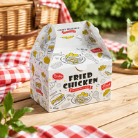 Emballage alimentaire en papier couché biodégradable et écologique avec logo personnalisé, laminage mat, pour poulet, frites, chips, sushi