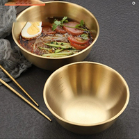 Bol à salade en acier inoxydable 201 doré, style coréen, simple paroi, bord roulé extérieur, polyvalent, pour mélange, idéal pour les fêtes, vente en gros