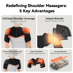 Akülü ısıtmalı battaniye vücut kas omuzluk <span class=keywords><strong>Wrap</strong></span> masaj kemeri elektrikli ısıtma titreşim masaj omuz pedi - Product Image 3