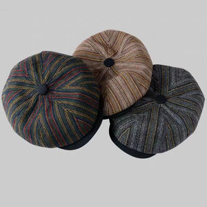 Gorra de vendedor de periódicos a Rayas de estilo británico <span class=keywords><strong>para</strong></span> hombres y mujeres, sombrero de <span class=keywords><strong>pintor</strong></span> nuevo de otoño, sombreros de hiedra apropiados informales Retro japoneses de ala corta - Product Image 3