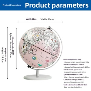 Globe terrestre en métal de 8 pouces, bicolore, motif dessin animé, avec support, pour la décoration de bureau des enfants, version anglaise, fourni directement par l'usine - Product Image 3