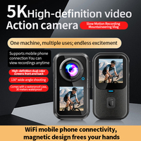 Caméra d'action étanche 5K Sport 4K 60fps Double écran Contrôle tactile Vélo Moto Casque EIS MicroSD Suivi IA 120°