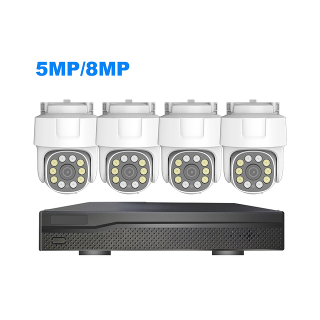 2025 Color Night Vision 4K IP POE Camera System Kit HD Remote Monitoring 2 Way Audio 4CH 8MP Network Smart Camera POE Set