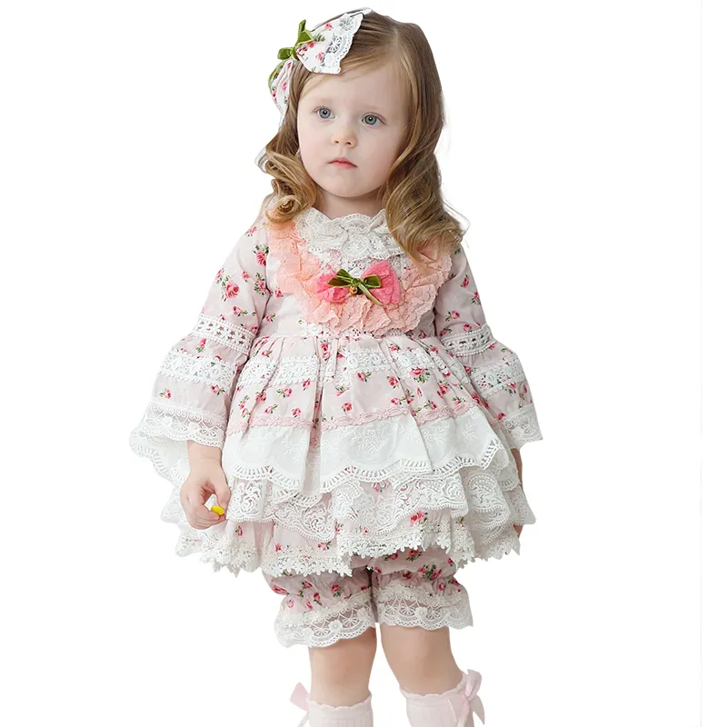 Детское Эксклюзивное платье с цветочным рисунком, испанское праздничное платье, зимнее платье для маленьких девочек с шаромерами