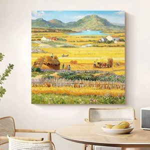 Pintura al Óleo Pintada a Mano, Campo de Trigo en Otoño, Arte de Paisaje Impresionista, Estilo Impresionista, Efecto Visual 3D, Decoración de Pared para Sala de Estar - Product Image 5