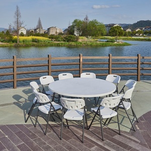 Outdoor HDPE Garden Plastic Folding <strong>Table</strong> Sets <strong>Foldable</strong> <strong>Table</strong> Set Banquet Round <strong>Table</strong>&amp;<strong>CHAIR</strong> - Product Image 1