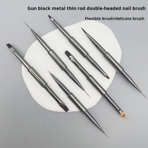 2025 nouvelle brosse à ongles à Double tête <span class=keywords><strong>avec</strong></span> tige <span class=keywords><strong>de</strong></span> stylo en métal un stylo deux utilisations brosse à ongles <span class=keywords><strong>cordon</strong></span> <span class=keywords><strong>de</strong></span> traction stylo à tête ronde - Product Image 2