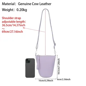 Sac bandoulière en cuir véritable AndoBag, sac à main pour femme de couleur unie, sac de téléphone portable simple et tendance 1852 - Product Image 2