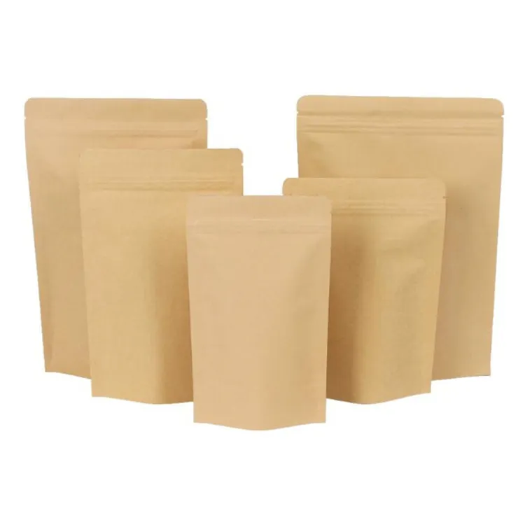 Resealable Kraft Kraft Standup Pouch Paper Food Biodegradable Coffee Bags Zip Lock Stand Up With Valve Orange