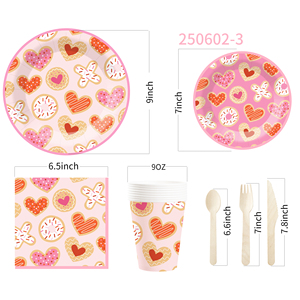 DAMAI - Juego de Vajilla Desechable de Papel con Diseño de San Valentín, Platos, Servilletas y Vasos con Forma de Corazón para Fiestas de Boda - Product Image 5