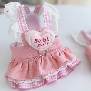 Arnés de mascota sólido superbonito para perros pequeños, vaqueros de encaje decorados con corazón 3D para niñas, sus amigos de cuatro patas, Primavera Verano - Product Image 3