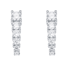 Boucles d'oreilles tendance en argent sterling Karats pour femme, avec perles d'eau douce et moissanite, serties en clos, 2,5g, design géométrique, à crochet - Product Image 1