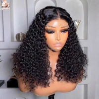Pelucas de cabello humano virgen brasileño con doble trama, rizado tipo agua, cutícula alineada, sin pegamento, con cierre de encaje HD 5x5, estilo bob corto