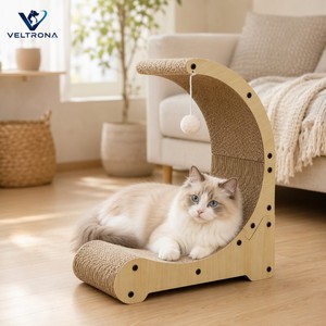 Mondförmiges Verstellbares Langlebiges Katzen-Kratzbrett aus Pappe mit Modernem Design 2-in-1 Bett und Hängebälle für Katzen - Product Image 3