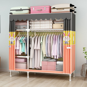 Offre Spéciale bébé bonne qualité <span class=keywords><strong>Jumbo</strong></span> taille armoires pliable entièrement assemblé tissu couvert étagères en métal armoires pour vêtements - Product Image 4