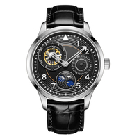 Montres mécaniques automatiques lumineuses en acier, design d'usine et personnalisation par lots, avec calendrier et phases solaires, pour marque privée