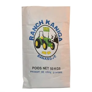 Logotipo personalizado Reutilizable Ecológico Tela PP tejido 50kg bolsas de arroz comprador