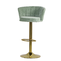 Tabouret de bar pivotant réglable en velours et métal de style nordique avec base chromée, chaise de bar de luxe moderne pour la maison et la table