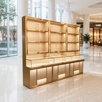 Schmuck-Thekenvitrine aus Glas mit LED-Beleuchtung, Abschließbare Desktop-Vitrine für Ringe, Ohrringe und Halsketten
