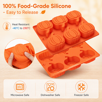 Moule à gâteau en silicone citrouille à 6 cavités, sans BPA, qualité alimentaire, pour Halloween, idéal pour la cuisson de muffins, chocolats, savons et bonbons - Vente en gros