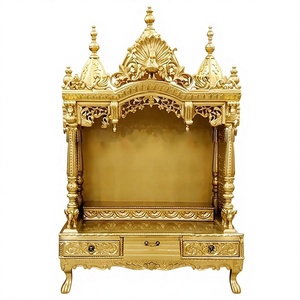 Templo de Madera de Teca Tallado a Mano con Diseño de Pavo Real para el Hogar, Templo de Madera de Teca de Diseño Clásico para el Hogar - Product Image 3