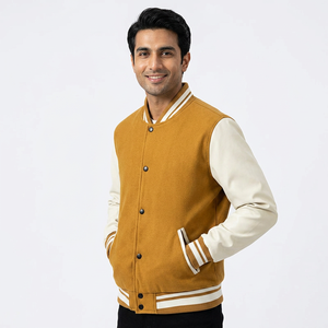 Veste de sport d'hiver de luxe en laine et cuir, couleur et logo personnalisables, streetwear chaud de haute qualité pour toutes les occasions - Product Image 1