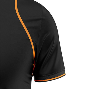 Kaos Polo Golf Pria, Hitam dengan Lis Oranye, Bernapas dan Cepat Kering, Kaos Polo Lengan Pendek, Pakaian Olahraga Ringan. - Product Image 4