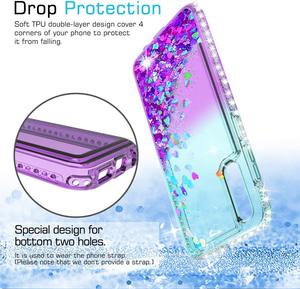 Custodia LeYi per <span class=keywords><strong>Samsung</strong></span> <span class=keywords><strong>Galaxy</strong></span> A70S S25FE con vetro temperato protezione dello schermo 2 Pack 3D Glitter liquido antiurto - Product Image 4