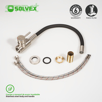 SOLVEX Diskon 6% Mixer Dapur Bahan Stainless Steel Finishing Brushed Air Panas & Dingin dengan Selang Karet Hitam