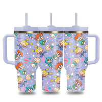 Gobelet isotherme sous vide 40 oz le plus vendu, personnalisable avec nom, motif dessin animé, revêtement poudré coloré, gravure laser, sans BPA, pour tasses