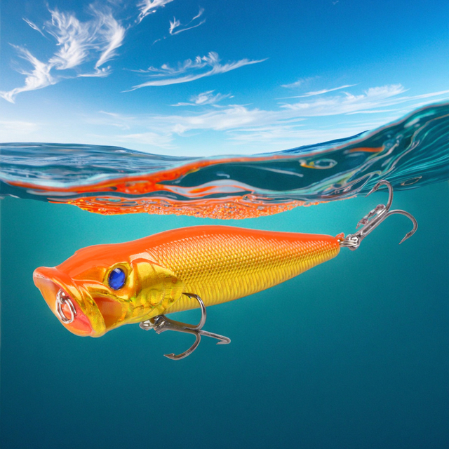 9cm 12.5g Popper Fishing Lure Shallow Swimbait Crankbait 3D Eyes Hard Fishing Artificial Wobblers Bass Saltwater Fish Sea Bass