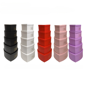 现货商品 (接受定制) 单色烫金心形套装5礼盒心形礼品包装盒心形花盒 - Product Image 1