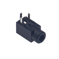 Conector de Audio PJ-210 de 2.5mm, Montaje Vertical de 3 Pines con Carcasa de Plástico Grueso, 9.5mm de Altura, Diseño con Orejetas para Fijación Segura