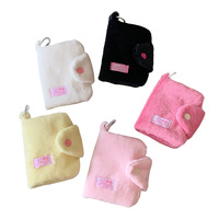 Porte-monnaie zippé en peluche de dessin animé, couleur bonbon, écologique, pendentif étudiant, porte-cartes uni, pour écouteurs et câble de données pour fille