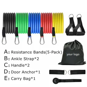 YETFUL Manufacture Yoga Exercise Gym Hip Training Kit Tube Pull Rope Fitness Power Resistance Band Tube Set