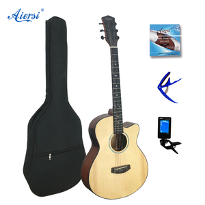 Guitare électro-acoustique pour débutant, droite, 41 pouces, solide, naturel, de chine Aiersi, - Product Image 6