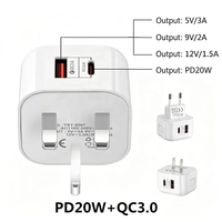 Chargeur de téléphone rapide PD 20W QC3.0, chargeur mural double port, prise UK EU US, type C USB, adaptateur de charge rapide