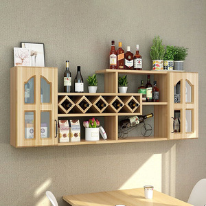 <b>Wall</b> <b>Mounted</b> Wine Rack 1.6m Light Walnut With White Glass Doors Solid Wood Modern <b>Display</b> Storage For Living Room Dining Room - Product Image 3