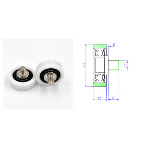 Rueda de plástico de | Material PP/PA M10 Agujero de montaje 15mm de diámetro para carros industriales 15x43x15mm - Product Image 2