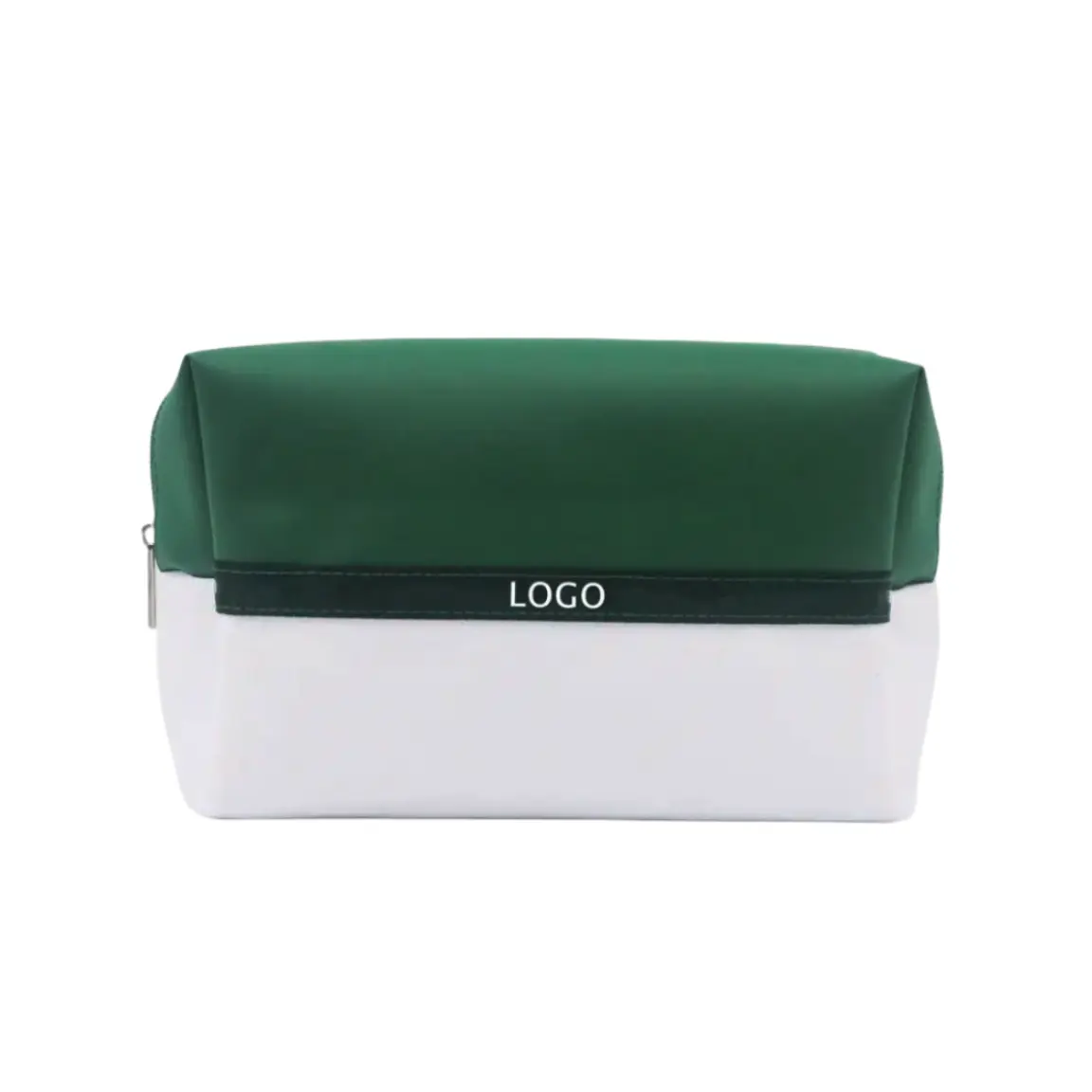 New Green PU White poliestere Stitching Men borsa da toilette borsa per il trucco borsa per il trucco da viaggio personalizzata borsa per cosmetici in tela di poliestere