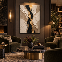 Peinture à l'huile abstraite texturée 3D Or Noir sur toile, Art mural de luxe beige pour la décoration intérieure d'hôtels, villas et salons