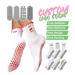 التطريز شعار اليوغا قبضة عدم الانزلاق الجوارب لطيف كشكش اليوغا قبضة الجوارب مخصص بيلاتيس قبضة الجوارب - Product Image 1