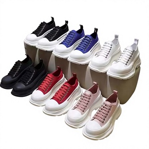 Baskets Chunky Unisexe en Toile d'Inspiration Designer Noir et Blanc 2026 Nouveauté Luxe Plateforme à Lacets Chaussures Décontractées Homme Semelle Intermédiaire PU EVA - Product Image 1